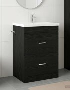 vidaXL Кабинет под мивка за баня Черен дъб 56 x 375 x 81 см