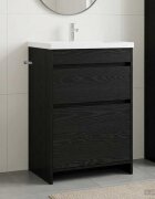 vidaXL Кабинет под мивка за баня Черен дъб 56 x 375 x 81 см