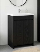 vidaXL Кабинет под мивка за баня Черен дъб 56 x 375 x 81 см