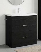 vidaXL Кабинет под мивка за баня Черен дъб 785 x 375 x 81 см