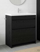 vidaXL Кабинет под мивка за баня Черен дъб 785 x 375 x 81 см