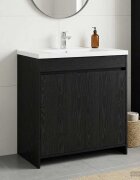 vidaXL Кабинет под мивка за баня Черен дъб 785 x 375 x 81 см