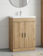 vidaXL Кабинет под мивка за баня Дъб артизан 56 x 375 x 81 см