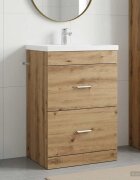 vidaXL Кабинет под мивка за баня Дъб артизан 56 x 375 x 81 см