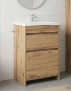 vidaXL Кабинет под мивка за баня Дъб артизан 56 x 375 x 81 см