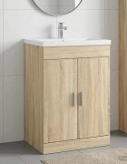 vidaXL Кабинет под мивка за баня Дъб сонома 56 x 375 x 81 см