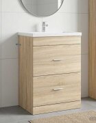 vidaXL Кабинет под мивка за баня Дъб сонома 56 x 375 x 81 см