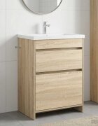 vidaXL Кабинет под мивка за баня Дъб сонома 56 x 375 x 81 см