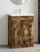 vidaXL Кабинет под мивка за баня Опушен дъб 785 x 375 x 81 см
