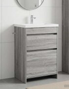 vidaXL Кабинет под мивка за баня Сив Сонома 56 x 375 x 81 см