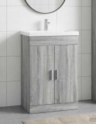 vidaXL Кабинет под мивка за баня Сив Сонома 785 x 375 x 81 см