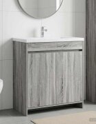 vidaXL Кабинет под мивка за баня Сив Сонома 785 x 375 x 81 см