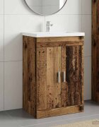 vidaXL Кабинет под мивка за баня Старо дърво 56 x 375 x 81 см