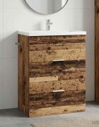 vidaXL Кабинет под мивка за баня Старо дърво 56 x 375 x 81 см
