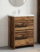 vidaXL Кабинет под мивка за баня Старо дърво 56 x 375 x 81 см