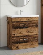 vidaXL Кабинет под мивка за баня Старо дърво 785 x 375 x 81 см