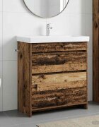 vidaXL Кабинет под мивка за баня Старо дърво 785 x 375 x 81 см