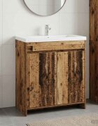 vidaXL Кабинет под мивка за баня Старо дърво 785 x 375 x 81 см