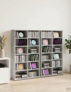 vidaXL Кабинет за CD 2 бр. Бетонно сиво 60 x 17 x 92 см