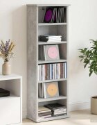 vidaXL Кабинет за CD Бетонно сиво 60 x 17 x 92 см Инженерна дървесина