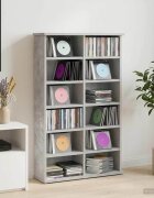 vidaXL Кабинет за CD Бетонно сиво 60 x 17 x 92 см Инженерна дървесина