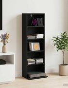 vidaXL Кабинет за CD Черен дъб 33 x 235 x 975 см Инженерна дървесина
