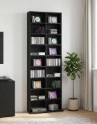 vidaXL Кабинет за CD Черен дъб 65 x 235 x 175 см Инженерна дървесина