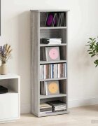 vidaXL Кабинет за CD Сив Сонома 60 x 17 x 92 см Инженерна дървесина