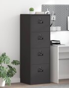 vidaXL Кабинет за файлове с чекмедже Черно 455 x 42 x 139 см