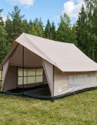 vidaXL Кабинна палатка Кремаво 340 x 246 x 210 см Памук и полиестер