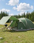 vidaXL Кабинна палатка с покрив Зелено 8-местна Полиестер и стомана