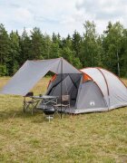 vidaXL Кабинна палатка Сив и оранжев 6-местна Полиестер и стомана