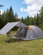 vidaXL Кабинна палатка Сив и оранжев 8-местна Полиестер и стомана