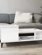 vidaXL Кафе маса бял гланц 100x50x45 см инженерно дърво