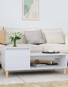 vidaXL Кафе маса бял гланц 100x50x45 см инженерно дърво