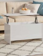 vidaXL Кафе маса бял гланц 102x555x525 см инженерно дърво