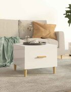 vidaXL Кафе маса бял гланц 50x50x40 см инженерно дърво
