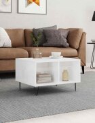 vidaXL Кафе маса бял гланц 60x50x365 см инженерно дърво