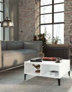 vidaXL Кафе маса бял гланц 60x60x30 см инженерно дърво