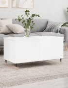 vidaXL Кафе маса бял гланц 90x445x45 см инженерно дърво