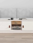 vidaXL Кафе маса бяла 100x50x35 см бор масив