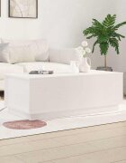 vidaXL Кафе маса бяла 100x50x35 см бор масив