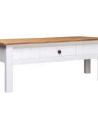 vidaXL Кафе маса бяла 100x60x435 см бор масив Panama Range