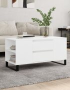 vidaXL Кафе маса бяла 102x445x50 см инженерно дърво