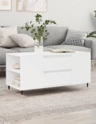 vidaXL Кафе маса бяла 102x445x50 см инженерно дърво