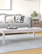 vidaXL Кафе маса бяла 110x50x30 см борово дърво масив
