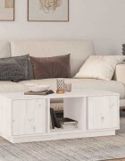 vidaXL Кафе маса бяла 110x50x40 см борово дърво масив