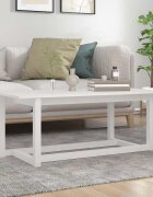 vidaXL Кафе маса бяла 110x55x45 см борово дърво масив