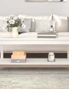 vidaXL Кафе маса бяла 110x55x45 см борово дърво масив