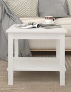 vidaXL Кафе маса бяла 50x50x45 см борово дърво масив